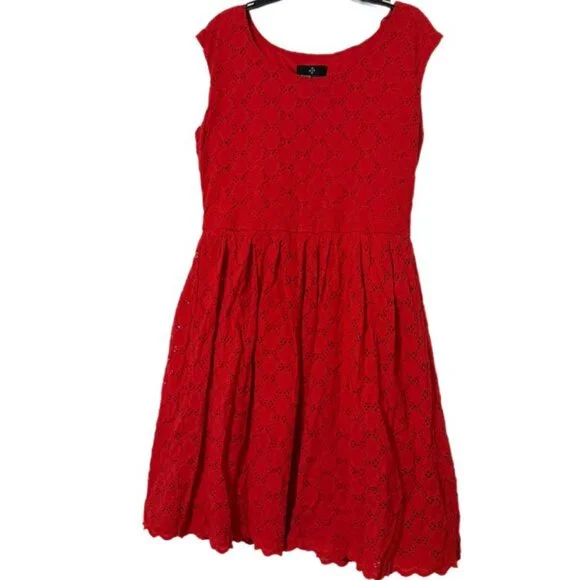 Ronni Nicole Red Lace Dress Size 12 Fit & Flare Sleeveless Elegant Party Wedding - Picture 3 of 6